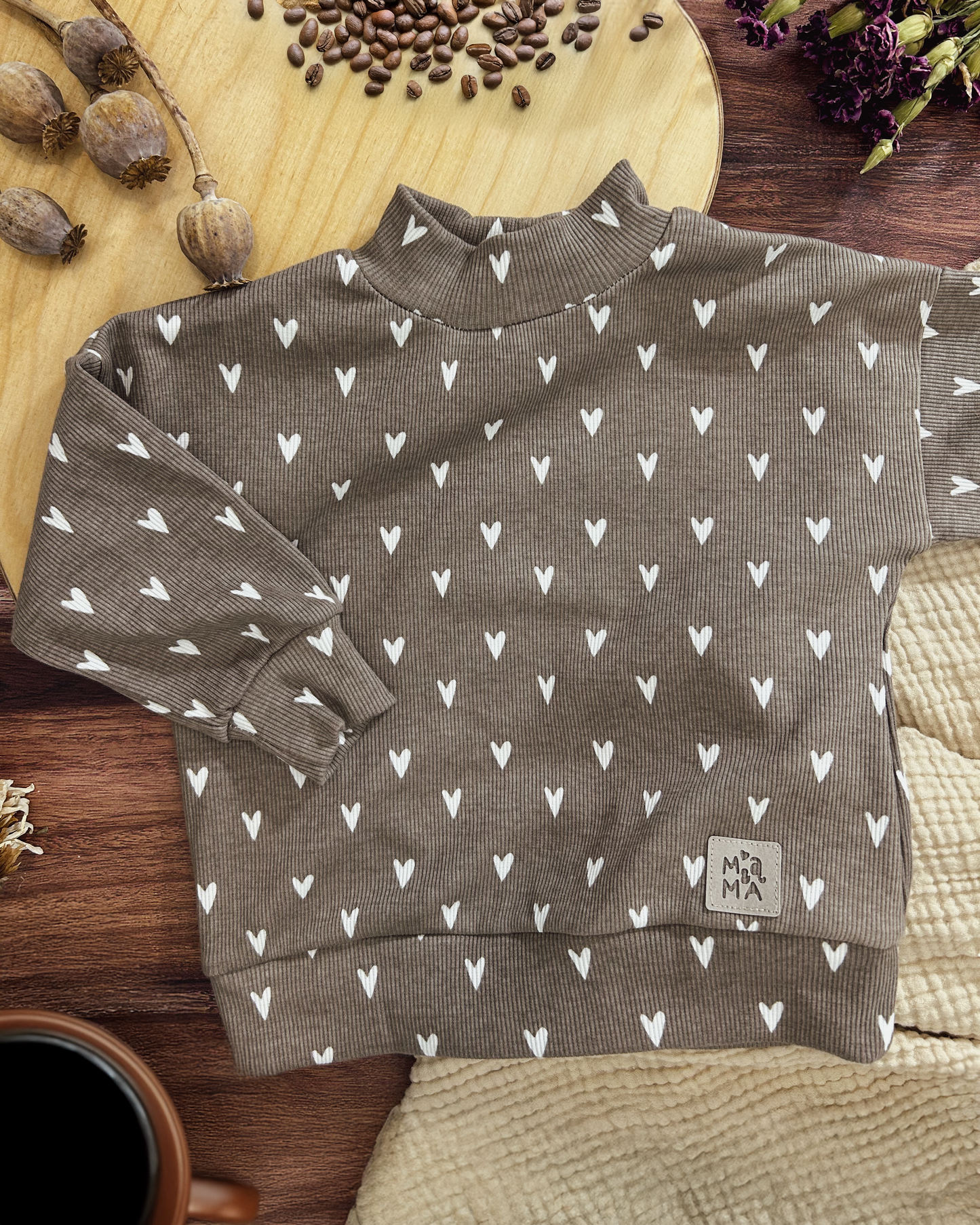 Oversized Sweatshirt - Cappuccino Hearts (86)