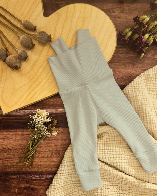 Leggings with suspenders (High waist) - Sage
