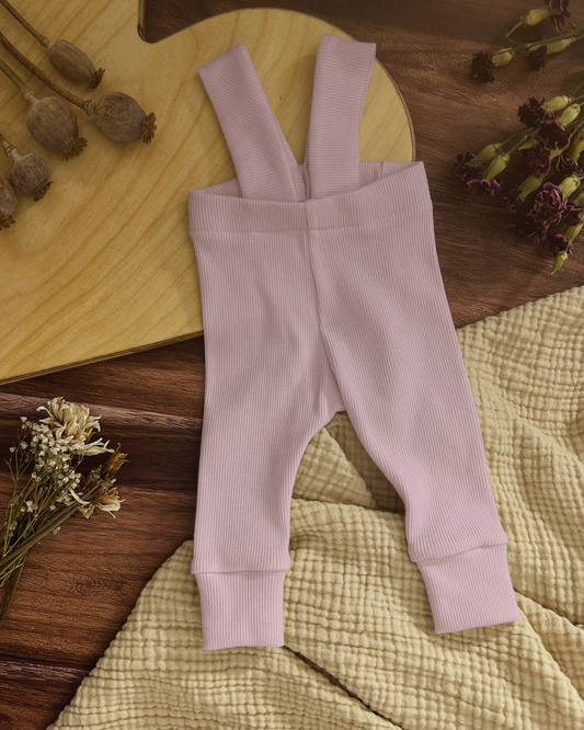 Leggings with suspenders (Elastic waist) - Old Pink