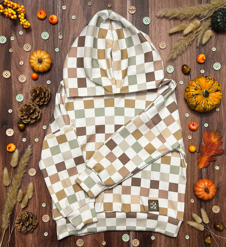 Oversized Sweatshirt - Earthy Checkers