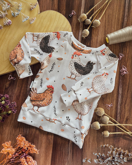 Raglan Sweatshirt - Rustic Hens (98/104)