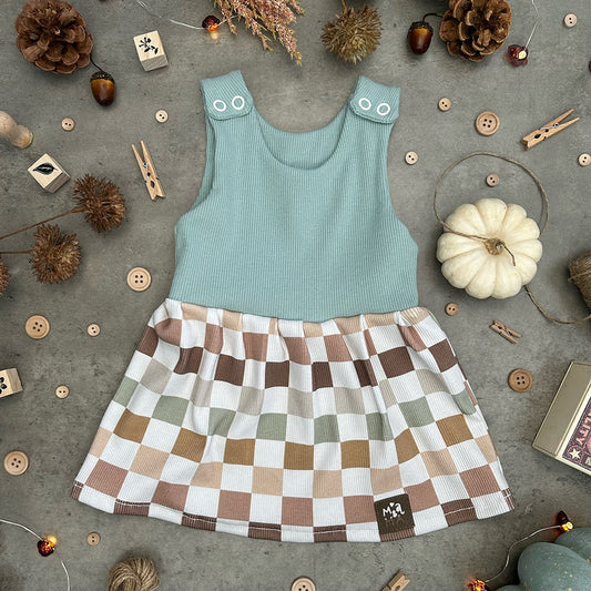 Dress - Mint-Earthy Checkers - 62